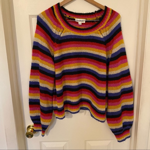 Cloud Chaser Rainbow Stripes Sweater Chunky Knit - Picture 2 of 5